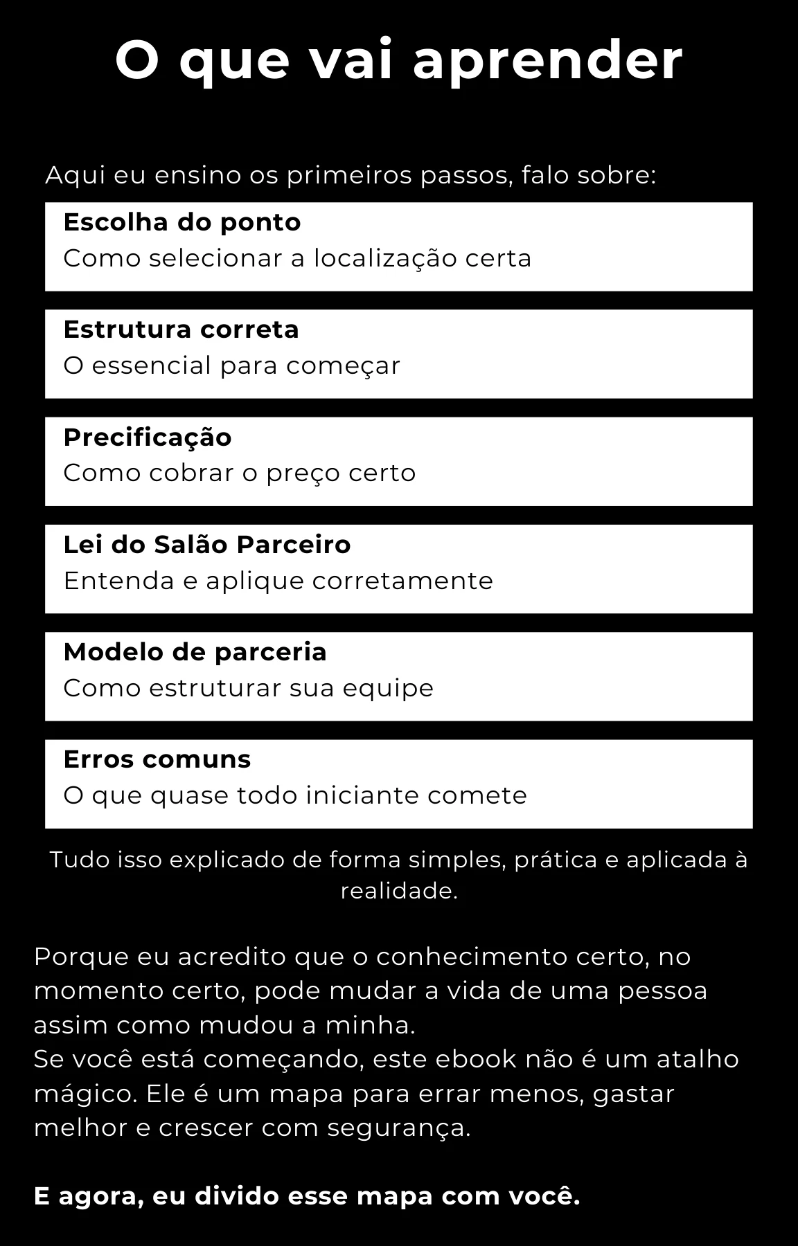 Página com o que você vai aprender